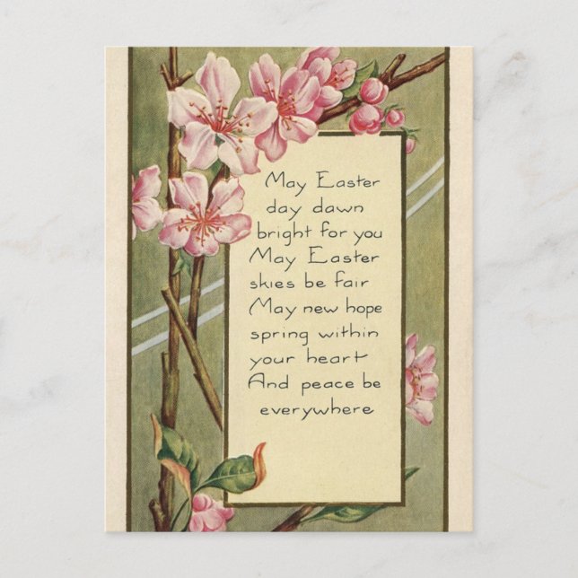 Gruß Vintager Osterblüten Postkarte (Vorderseite)