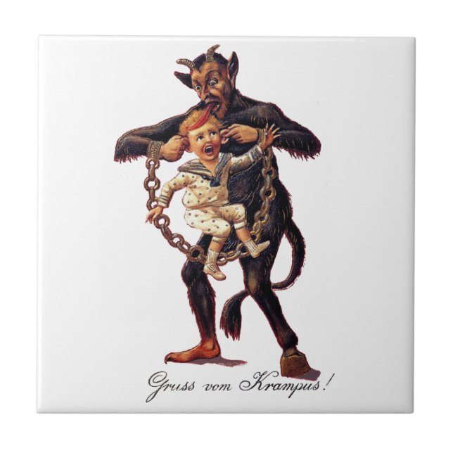 Gruss vom (Grüße von) Krampus Fliese (Vorderseite)