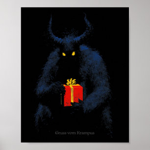 Gruss Vom Krampus Horns Weihnachten Vintag Poster