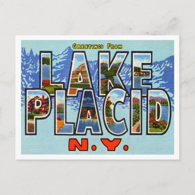 Gruß vom Lake Placid, New York Travel Postkarte (Vorderseite)