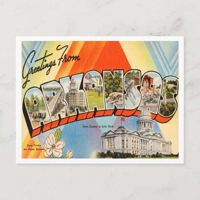 Gruß von Arkansas Vintage Travel Postkarte (Vorderseite)