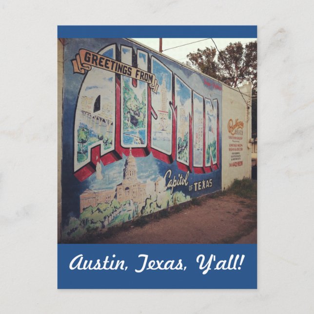 Gruß von Austin Texas Postkarte (Vorderseite)