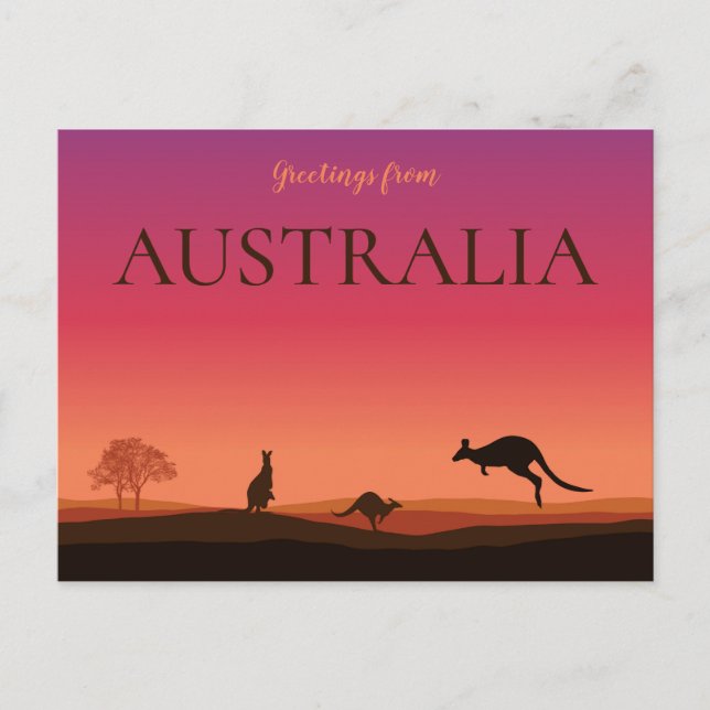 Gruß von Austrailia Postcard Kangaroos Postkarte (Vorderseite)