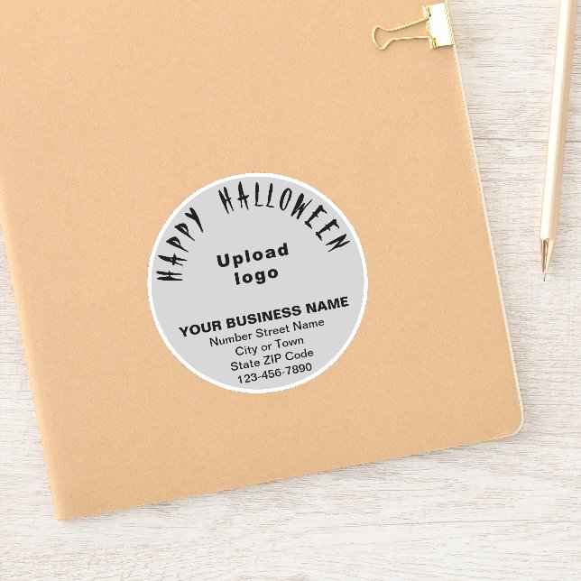 Gruß von Business Halloween auf Grey Round Vinyl Aufkleber (Notizbuch)