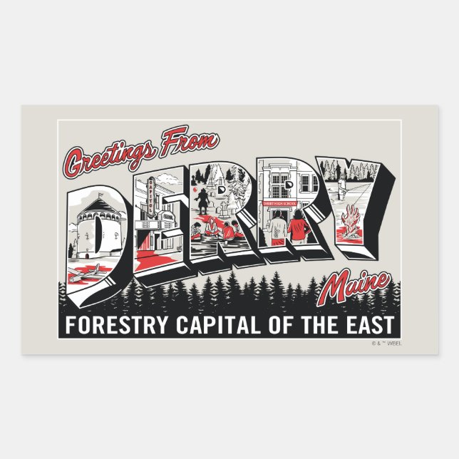 Gruß von Derry Maine Rechteckiger Aufkleber (Vorderseite)