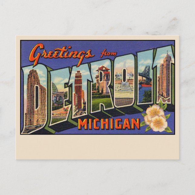 Gruß von Detroit Large Letter Postcard Postkarte (Vorderseite)