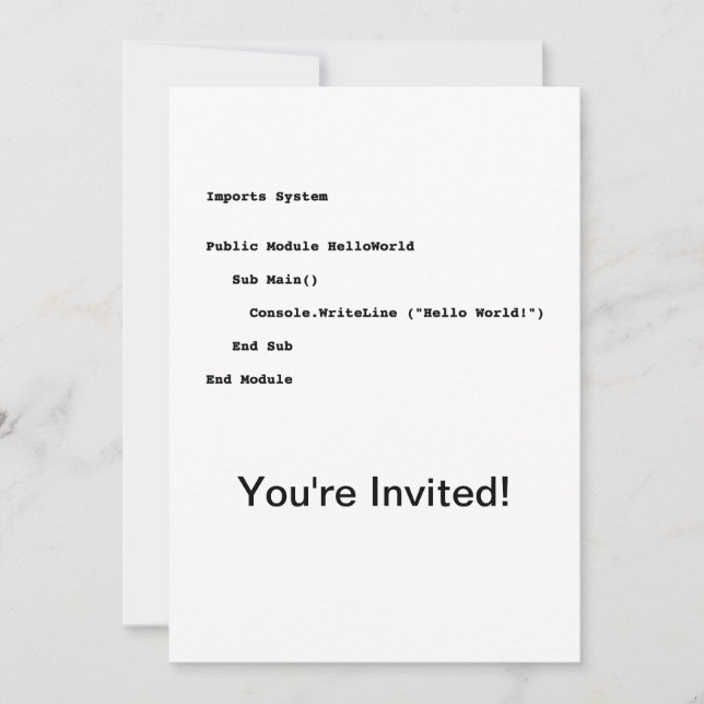 Gruß von Hello World Einladung (Vorderseite)