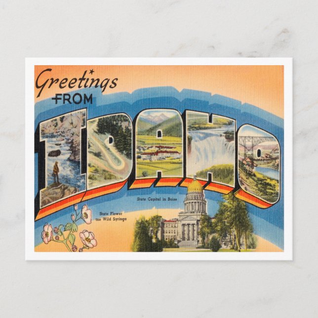 Gruß von Idaho Vintage Travel Postkarte (Vorderseite)