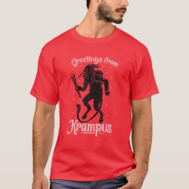 Gruß von Krampus, Fun Pre-Germanic Paganismus T-Shirt (Vorderseite)