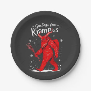 Gruß von Krampus Xmas Weihnachten Pappteller