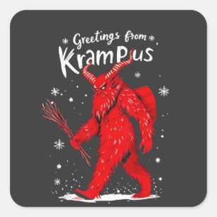 Gruß von Krampus Xmas Weihnachten Quadratischer Aufkleber