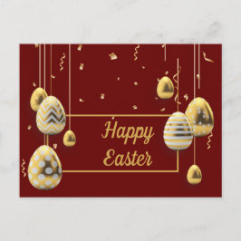 Gruß von Maroon und goldenen Ostereiern Postkarte