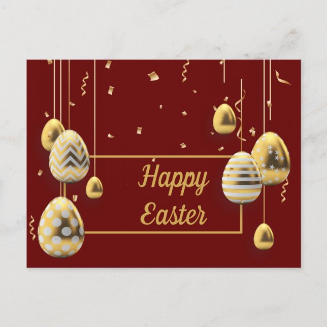 Gruß von Maroon und goldenen Ostereiern Postkarte (Vorderseite)