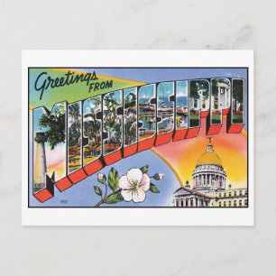 Gruß von Mississippi Vintage Postkarte