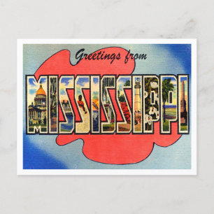 Gruß von Mississippi Vintage Travel Postkarte