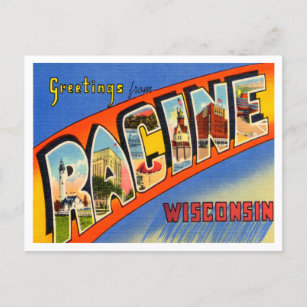 Gruß von Racine, Wisconsin Vintage Travel Postkarte