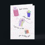 Gruß von Ribbons und Bows am 70. Geburtstag Karte<br><div class="desc">Ribbons,  Bögen und hübsche Boxen schmücken diese 70. oder beliebig lange Geburtstagskarte. Um mehr Karten zu sehen,  besuchen Sie Zigglets Store hier bei Zazzle. Es gibt einen direkten Link unten.</div>