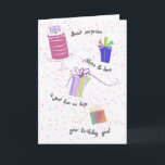 Gruß von Ribbons und Bows am 70. Geburtstag Karte<br><div class="desc">Ribbons,  Bögen und hübsche Boxen schmücken diese 70. oder beliebig lange Geburtstagskarte. Um mehr Karten zu sehen,  besuchen Sie Zigglets Store hier bei Zazzle. Es gibt einen direkten Link unten.</div>