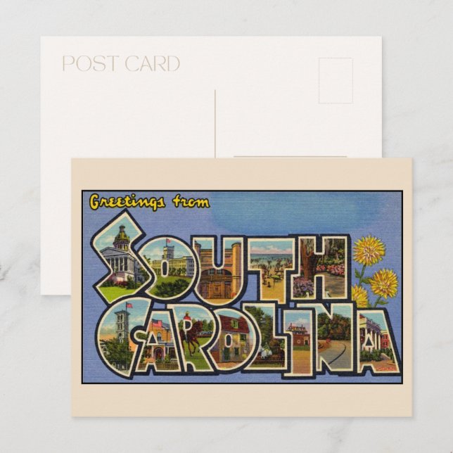 Gruß von South Carolina Grosser Brief Vintag Postkarte (Vorne/Hinten)