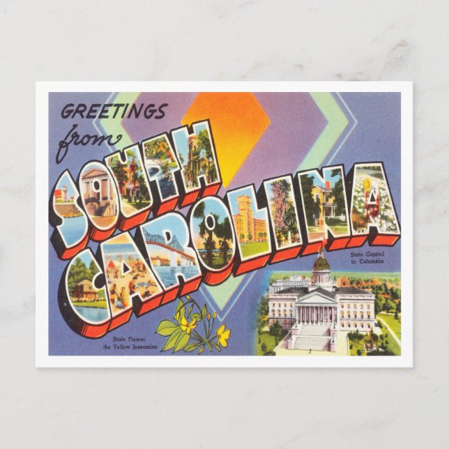 Gruß von South Carolina Vintage Travel Postkarte (Vorderseite)