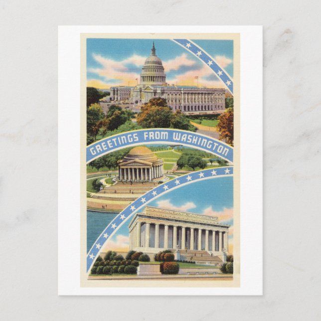 Gruß von Washington DC Vintage Travel Postkarte (Vorderseite)