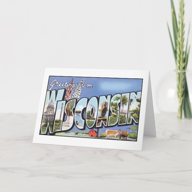 Gruß von Wisconsin Vintage Postkarte (Vorderseite)