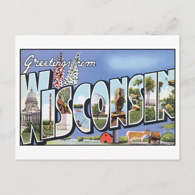 Gruß von Wisconsin Vintage Postkarte (Vorderseite)