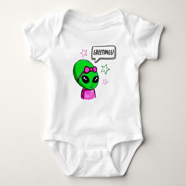 Grüße Alien Baby Girl Strampler (Vorderseite)
