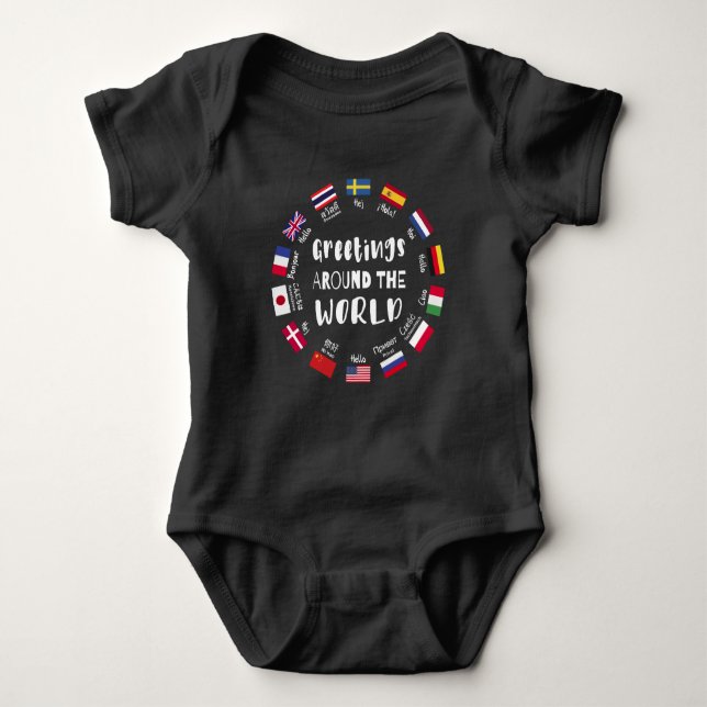 Grüße auf der ganzen Welt, Hallo in allen Sprachen Baby Strampler (Vorderseite)