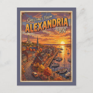 Grüße aus Alexandria VA Vintage 1960er Retro Postkarte