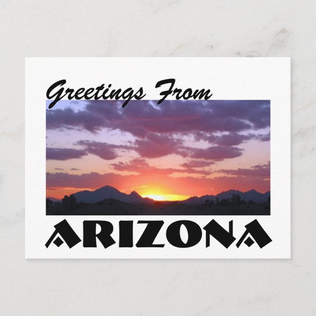 Grüße aus Arizona! Wüstenberg Sunset Postkarte (Vorderseite)