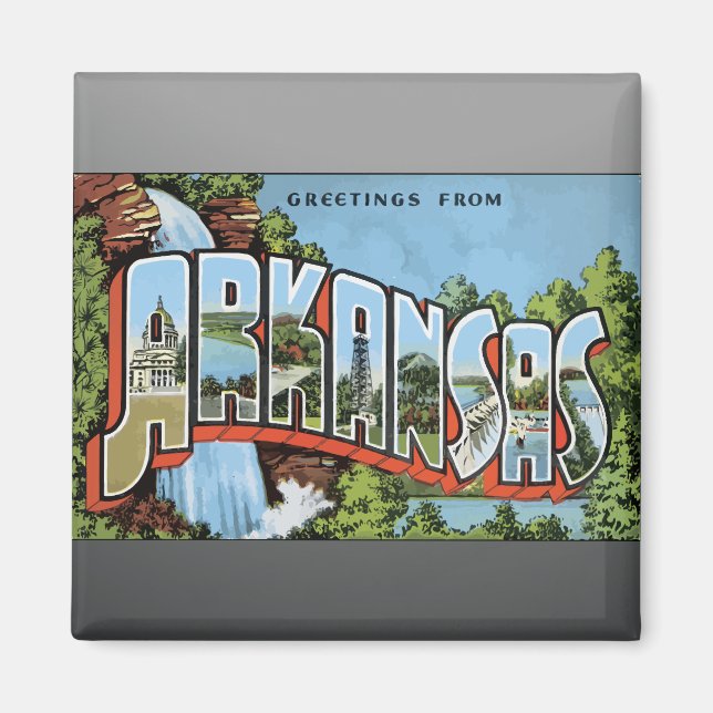 Grüße aus Arkansas, Vintag Magnet (Vorne)