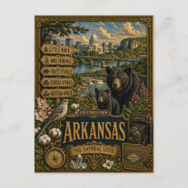 Grüße aus Arkansas | Vintage Retro Kunst Postkarte