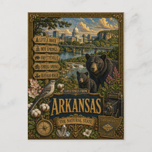 Grüße aus Arkansas Vintage Retro Kunst Postkarte