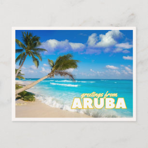 Grüße aus Aruba Tropical Beach Retro Vintage Postkarte