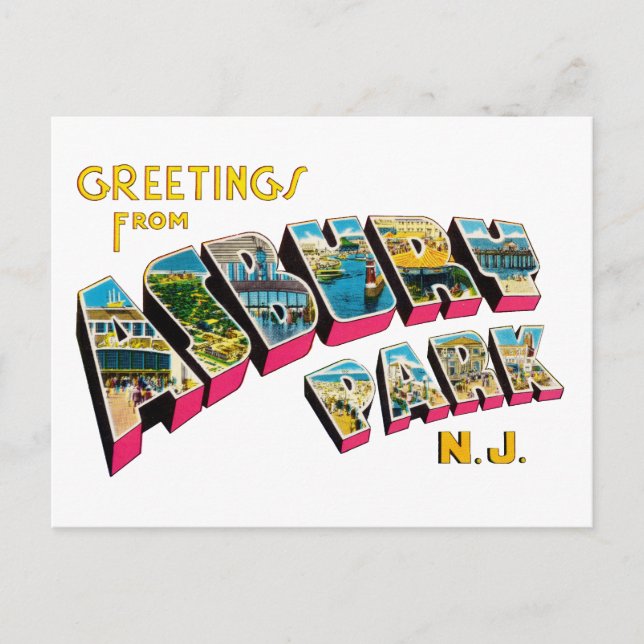 Grüße aus Asbury Park New Jersey Postkarte (Vorderseite)
