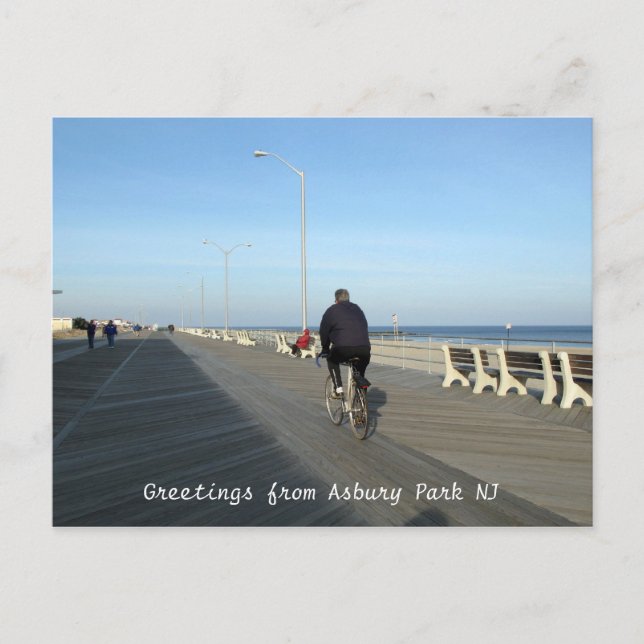 Grüße aus Asbury Park NJ - Bicyclist Postkarte (Vorderseite)