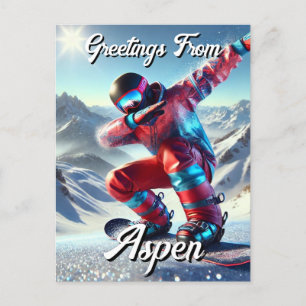 Grüße aus Aspen Dabbing Snowboarder Postkarte