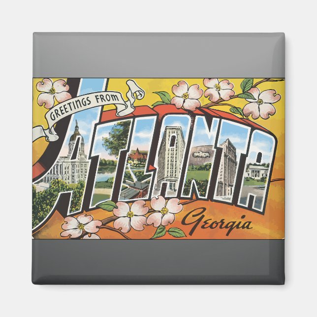 Grüße aus Atlanta Georgia, Vintag Magnet (Vorne)