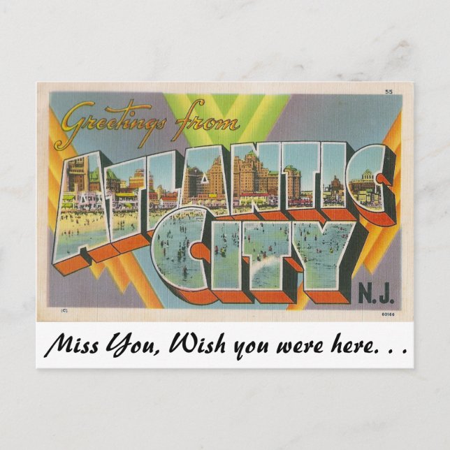 Grüße aus Atlantic City, New Jersey Postkarte (Vorderseite)