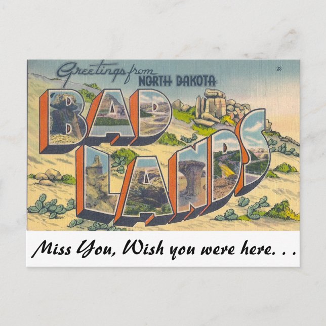 Grüße aus Bad Lands, North Dakota Postkarte (Vorderseite)