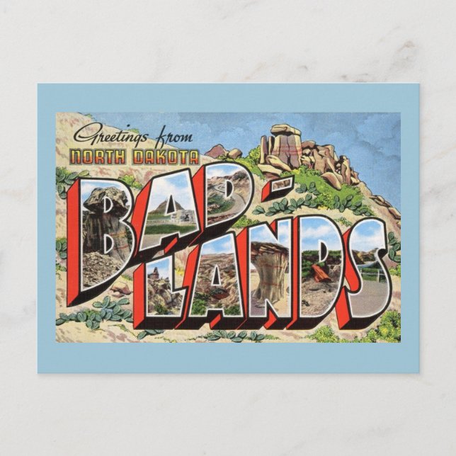 Grüße aus Badlands, North Dakota Vintag Postkarte (Vorderseite)
