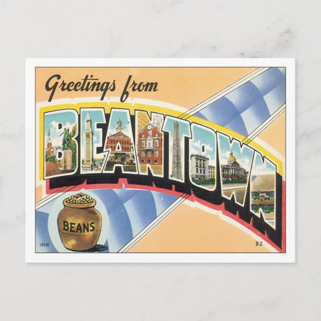 Grüße aus Beantown Boston Postkarte (Vorderseite)