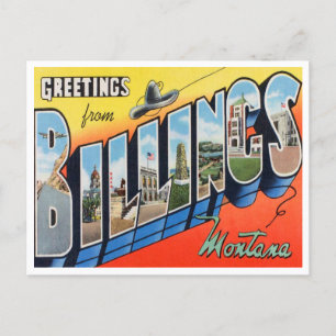 Grüße aus Billings, Montana Vintage Reise Postkarte