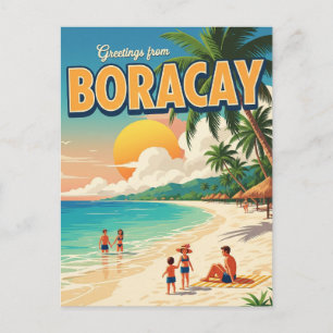 Grüße aus Boracay Philippinen Vintag Postkarte