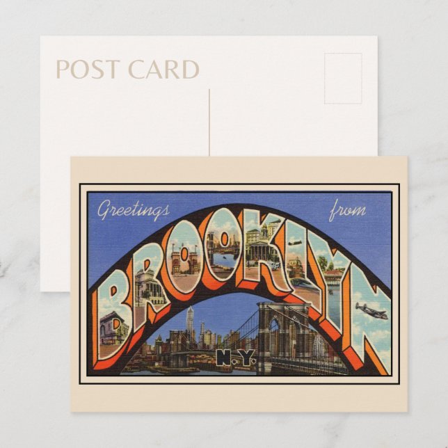 Grüße aus Brooklyn New York 1943 Postcard Postkarte (Vorne/Hinten)