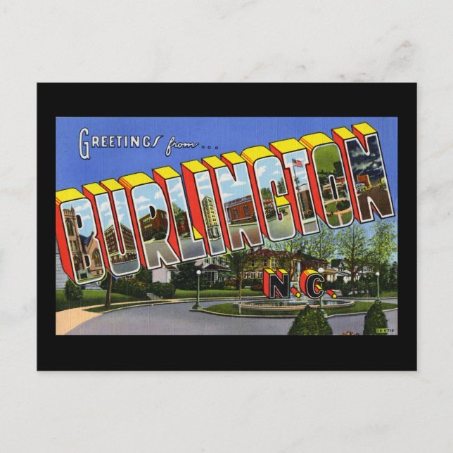 Grüße aus Burlington North Carolina Postkarte (Vorderseite)