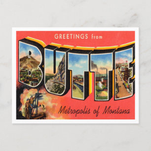 Grüße aus Butte, Montana Vintage Reise Postkarte