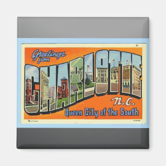 Grüße aus Charlotte N.C. , Vintage Magnet
