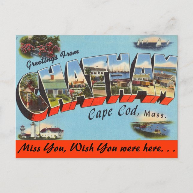 Grüße aus Chatham, Cape Cod Postkarte (Vorderseite)